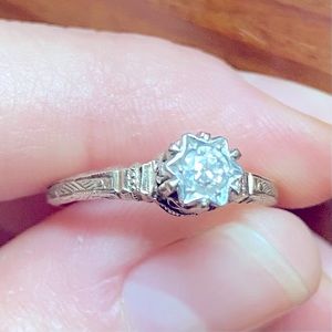 Antique 14k white gold ring